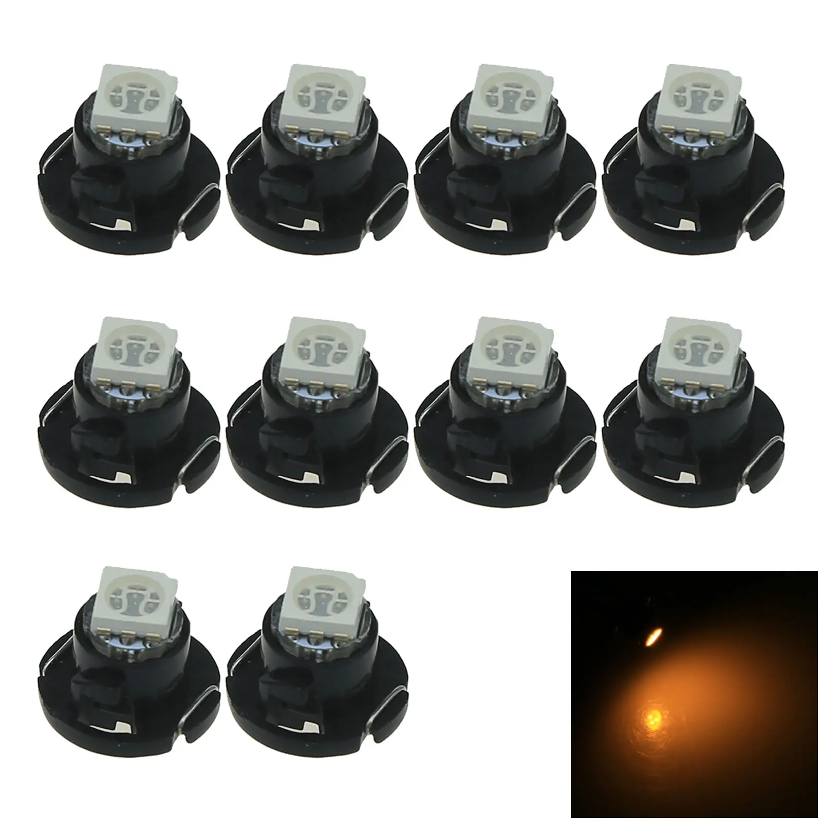 10x Yellow AUTO T4.7 Lamp NEO Dash Twist Socket HVAC Panel Light 1 Emitters 5050 SMD LED 79607-SHJ-S01 N203-Y