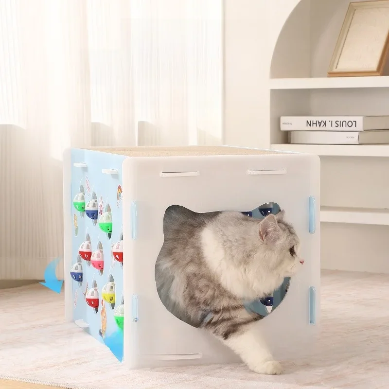 

Inteated Double Layer Tunnel Scratch Board Multi Bell Interactive Pet Toys for s nce Development Boredom Re...