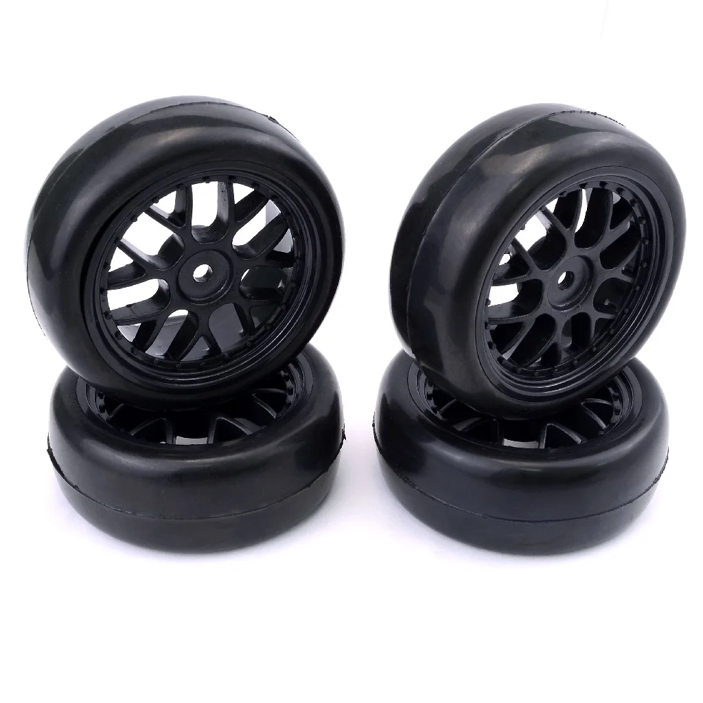 

ZD Racing 4pcs 1/10 Racing Car Tires 64mm Rubber Tires Wheels Rim 12mm Hex for 1/10 TC-10 RC Drift Car Tires Upgrade Parts