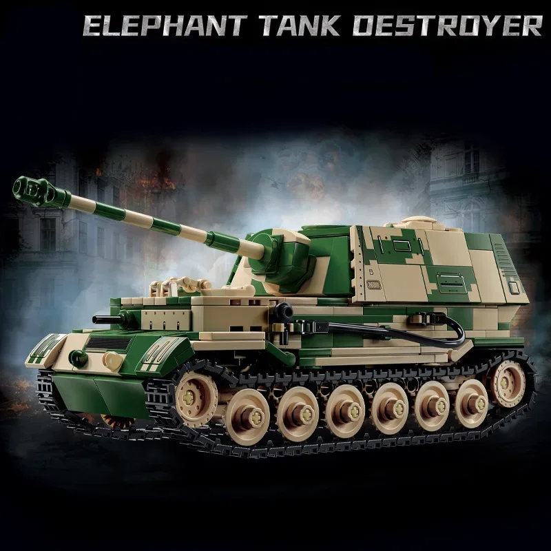 

WW2 Military Army Soldiers World War 2 Jagdpanzer TIGER/P Tank Destroyer Building Blocks Bricks Children's DIY Toy Christma Gift