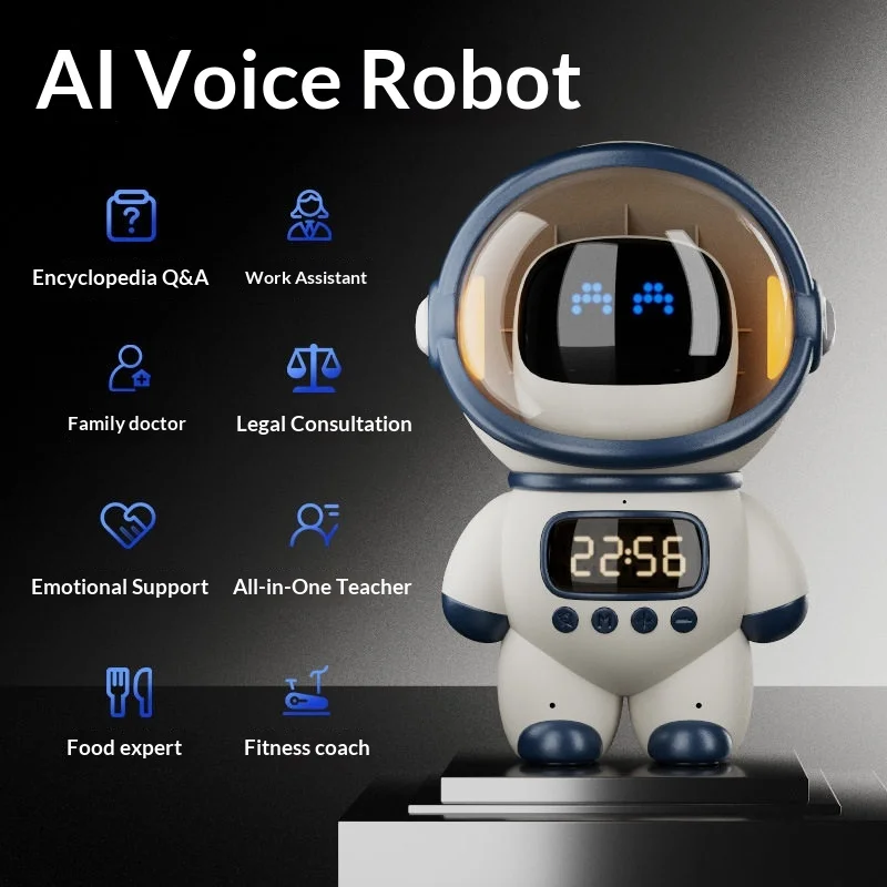 AI 빈 음성 비서 스마트 알람 시계 타이머 및 채팅 기능 포함 가정 사무실 책상용 기기 남녀 선물