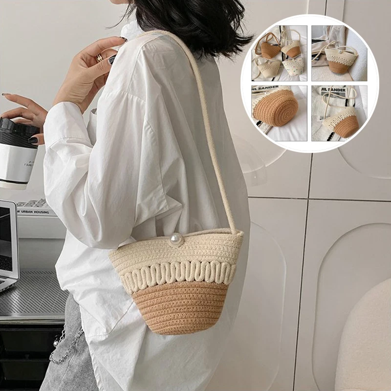 

Spring Summer Bag Women's Bag Little Daisy Fresh Holiday Single Shoulder Bag Messenger Bag Woven Straw Bag Fashionable Handbag