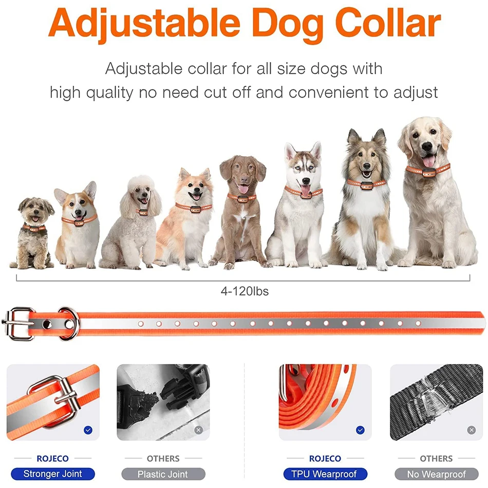 ROJECO 1000m Collare Elettrico di Addestramento Del Cane Telecomando Impermeabile Ricaricabile Pet Dog Bark Stop Shock Collare Shock Elettrico