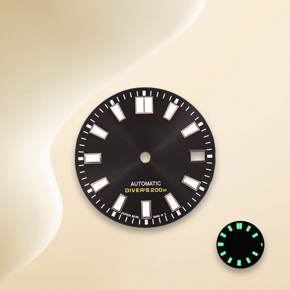 28.5mm logotipo s sub/skx007 dial fit nh35/nh36 movimento c3 forte verde luminoso de alta qualidade nh35 acessórios de modificação de relógio