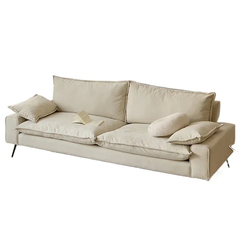 

Nordic fabric sofa living room small apartment retro technology cloth light luxury cream style three-person sofa