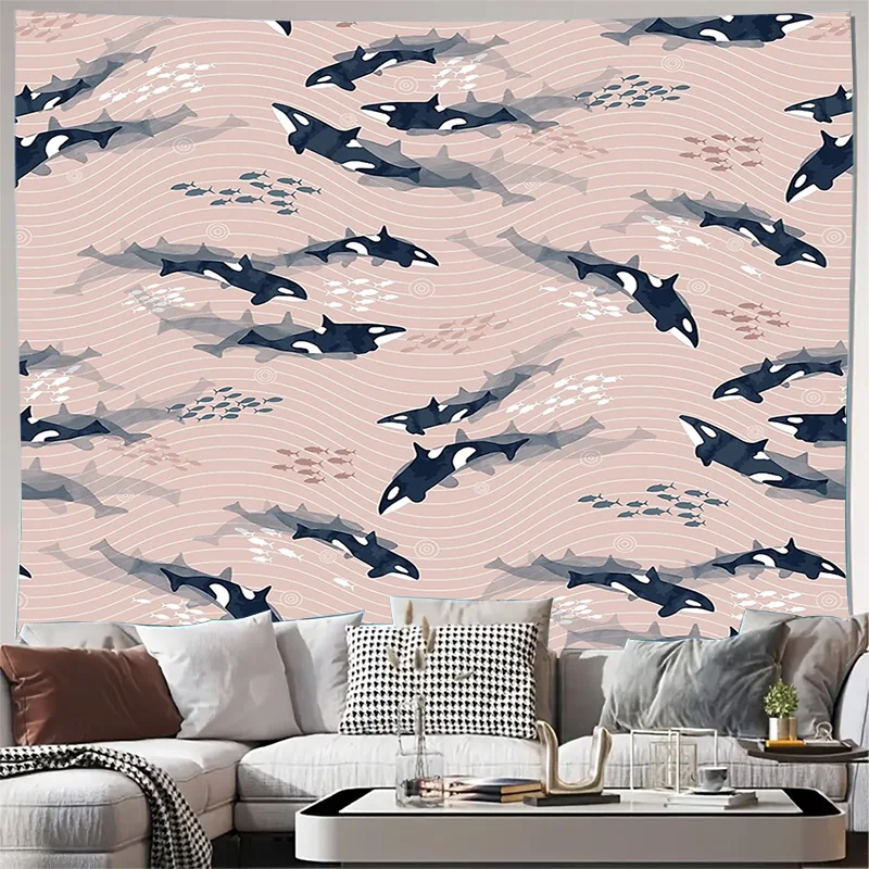Ocean Whale Tapestry Wall Hanging Sea Life Decor Beach Coastal Home Decor Room Aesthetic Wall Art Nature Vibes Tranquil Vibes