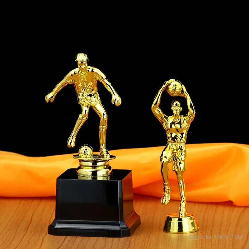 Customized Plastic Gold-Plated Souvenir Craft Trophy Football, Basketball, Badminton, Volleyball various Sports Ball College 1Pc