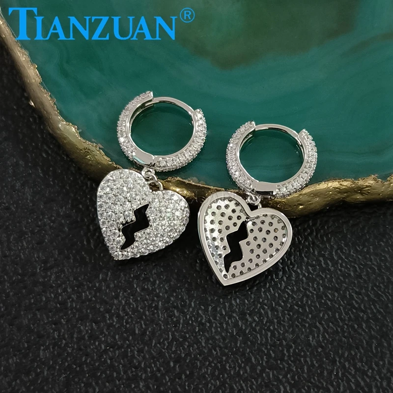 Boucles d'oreilles Moissanite pour femmes, coeur unique exquis, boucles d'oreilles pluie, cadeaux personnalisés, mode