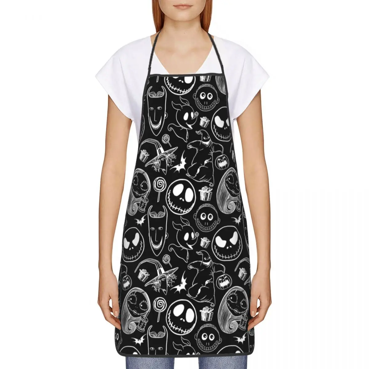 Custom The Nightmare Before Christmas Kitchen Chef Cooking Baking Apron Men Women Halloween Movie Tablier Cuisine for Painting