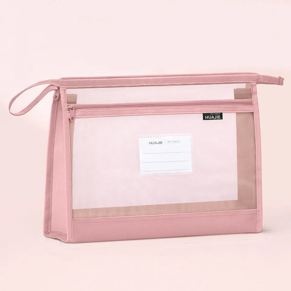 

Transparent Mesh Homework Storage Bag Double-layer Multifunctional Mesh Zipper Bag High Quality Large Capacity