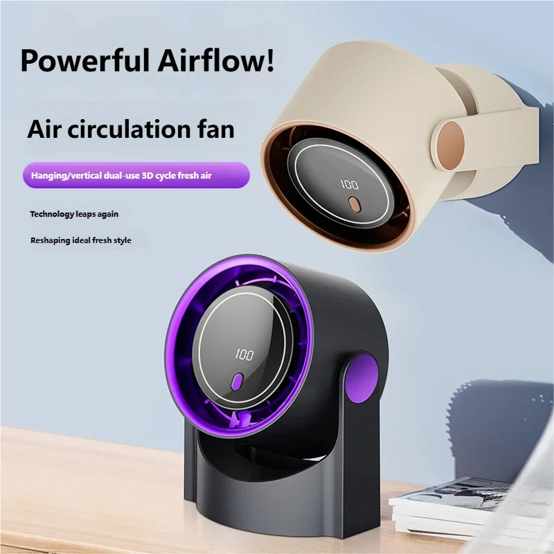HOMEFISH USB Charging Digital Display Mini Fan High Wind Home Office Desktop Summer Circulating Fan for Personal Cooling