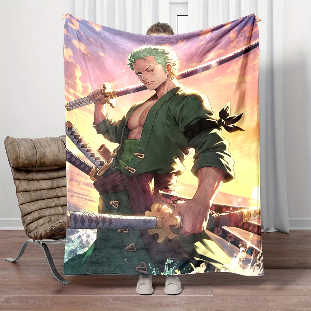 One Piece Roronoa Zoro Print Blanket Children Adult Blanket Soft and Warm Bedding for Bed Sofa Outdoor Travel Cover Blanket Gift