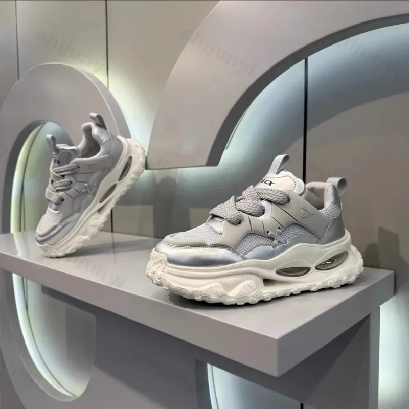 

Мужская вулканизированная обувь, осень 2023, Нескользящая повседневная спортивная обувь на платформе и толстом каблуке, модные мужские уличные кроссовки на шнуровке