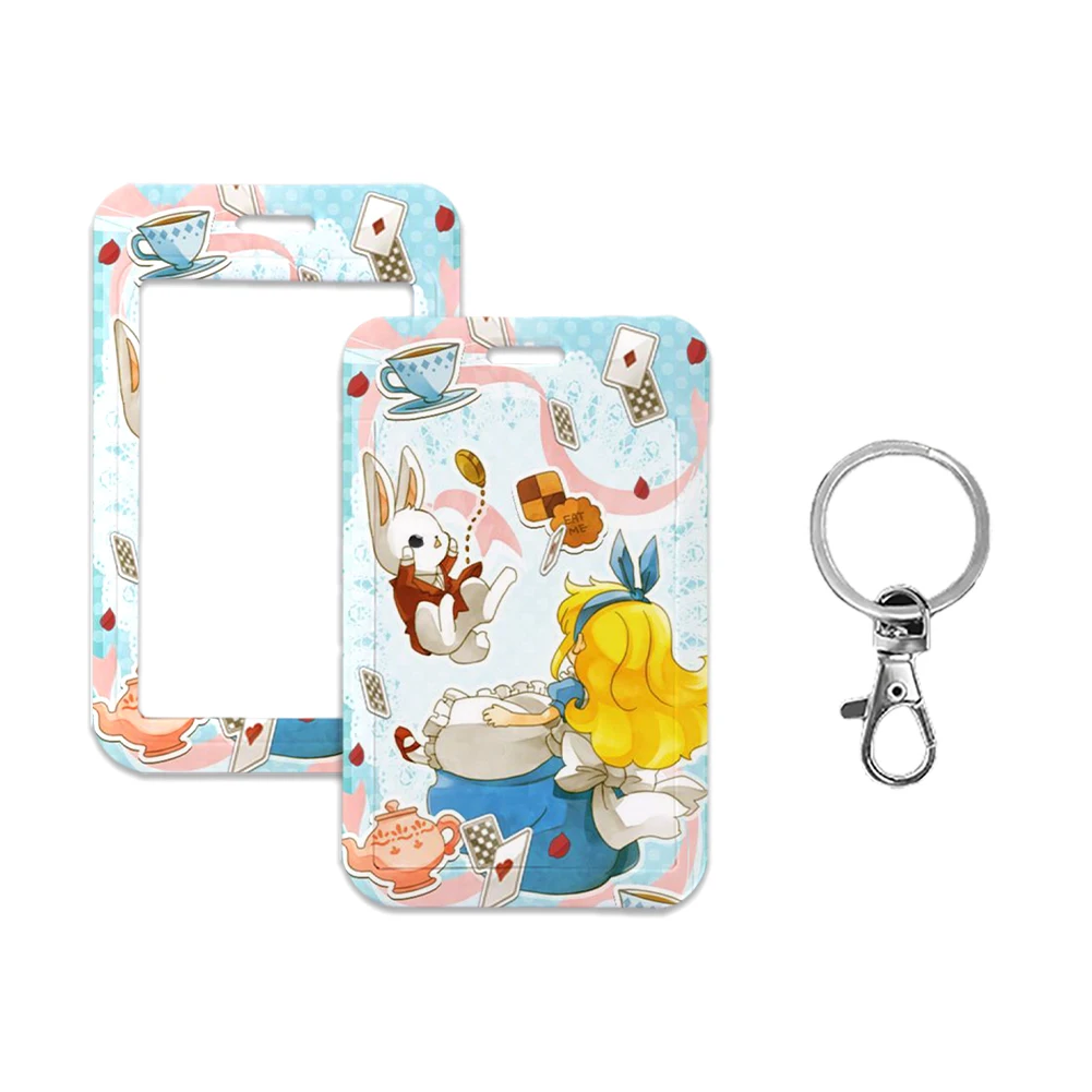 Cartoon Princess Lanyard Alice Keychain key Badge Mobile Phone Rope Lanyard With Kawaii Card Holder Cover Girls Kids