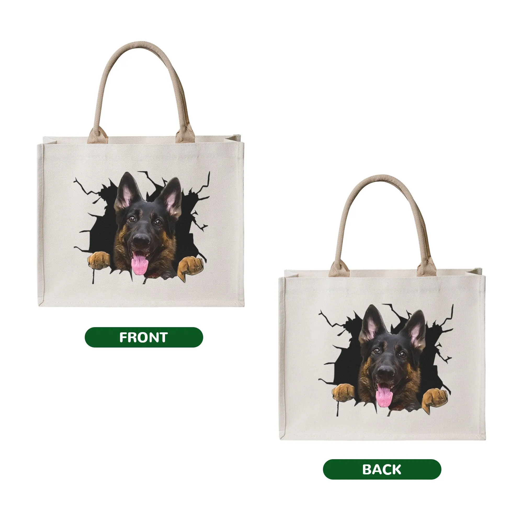 German Shepherd Dog Lover GSD Groceries Shopping Bag Kawaii Shopper Tote Shoulder Bags Large Capacity Portable  Handbag