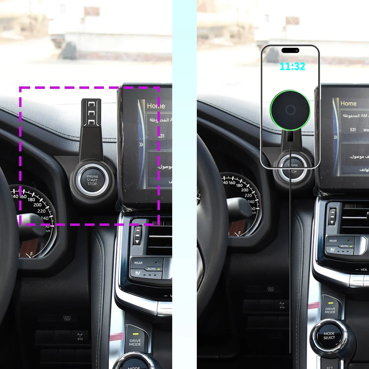 for Toyota Land Cruiser LC300 2022-2025 Phone Holder Car Magnetic Mount Smart Sensing Wireless Charging One-Touch Release Qi