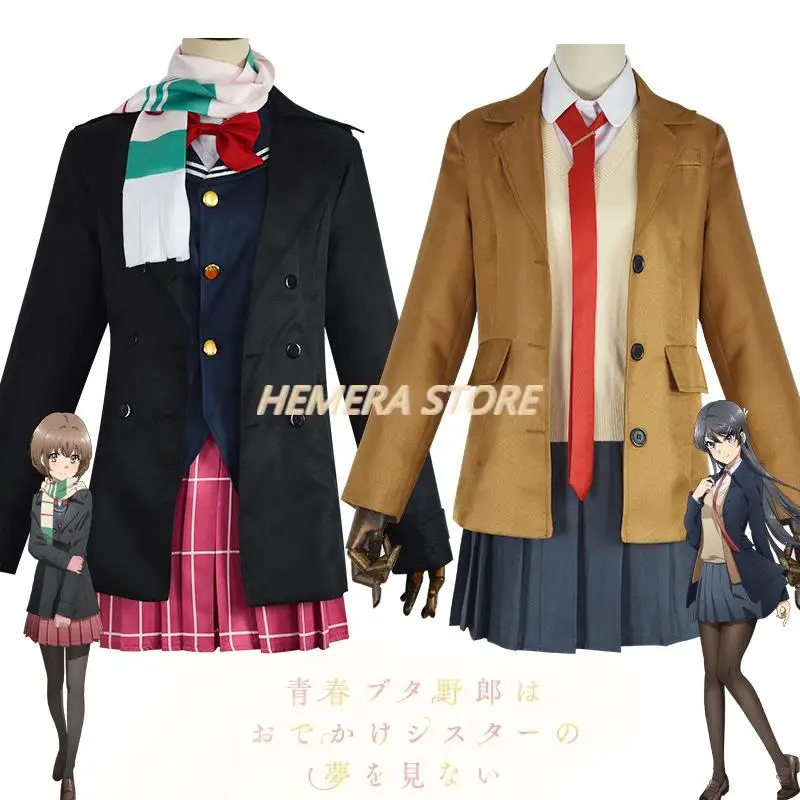 

Anime JK Uniform Sakurajima Mai Rascal Does Not Dream Of Bunny Girl Senpai Cosplay Costume Wig School Halloween Role Play Suit