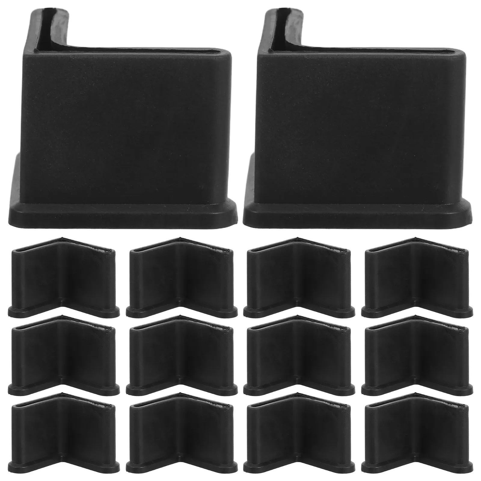 20Pcs L-Shaped Plastic Furniture Feet Covers Black Elastic Non-Slip Chair Bed Frame Leg Protectors