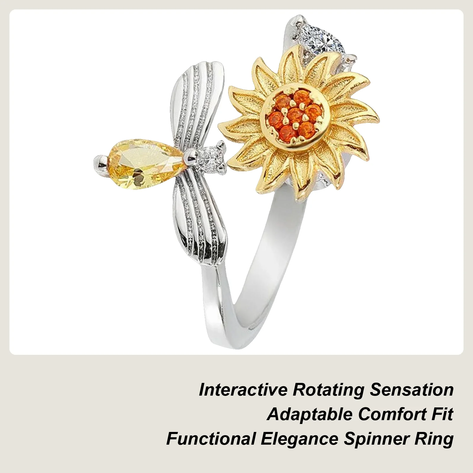 スピナーリング 調整可能 フィジェットトイ 静かな指遊びリング ストレス解消グッズ 男性 女性 オフィス 教室 運動 飛行機 仕事用