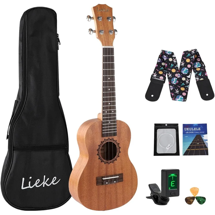

23 Inch Mahogany Concert Ukulele for Adults Beginner with Carbon Strings Professional Musical Instrument Gift Set Includes Bag