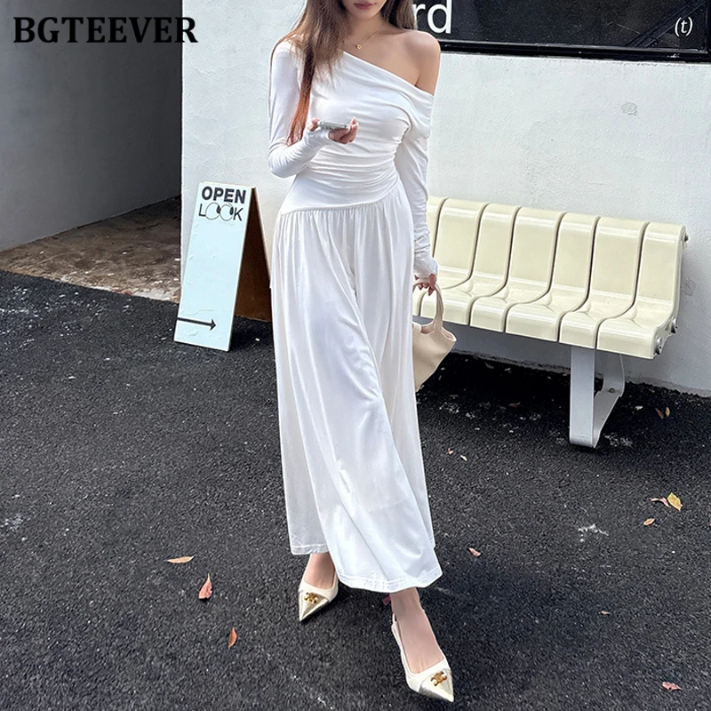 

BGTEEVER элегантное женское платье миди с длинными рукавами и открытой спиной на шнуровке, осеннее модное женское платье трапециевидной формы с тонкой талией и открытыми плечами