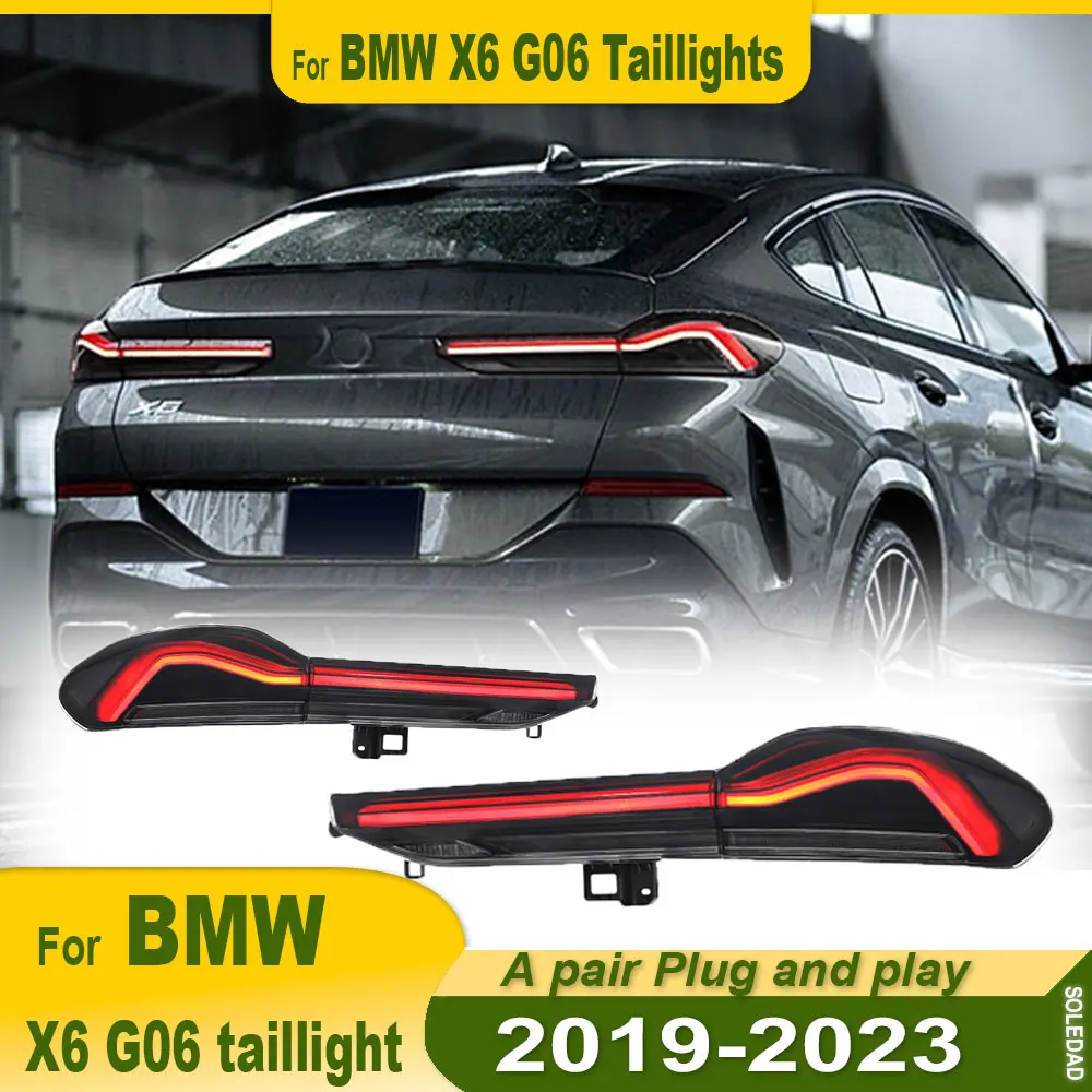 Car Tail Lights For BMW X6 G06 Taillights Assembly 2019-2023 Modified Rear Brake Reverse Turn Signal Lights Plug and play 2pcs