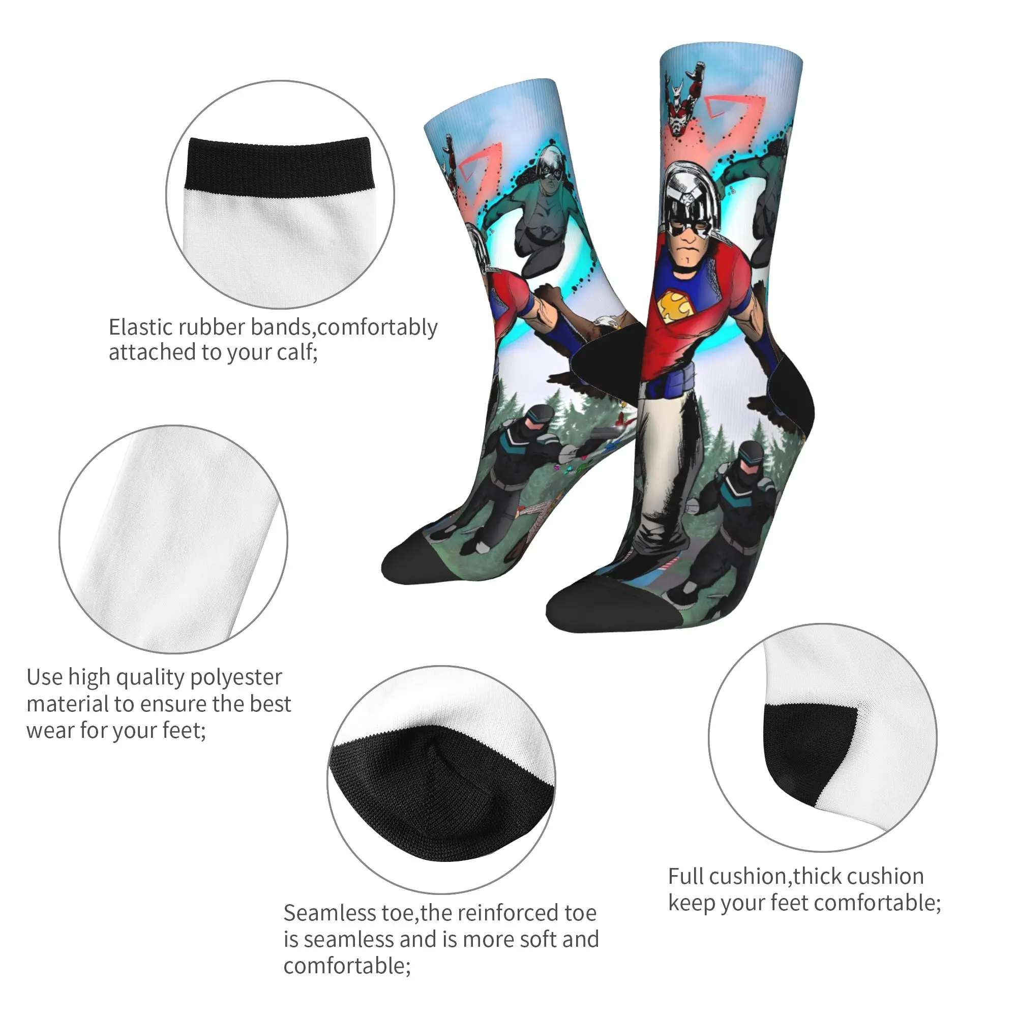 جوارب Peacemakers، جوارب عصرية للبالغين والرجال، جوارب خارجية عالية الجودة، جوارب ربيعية برسومات غير قابلة للانزلاق