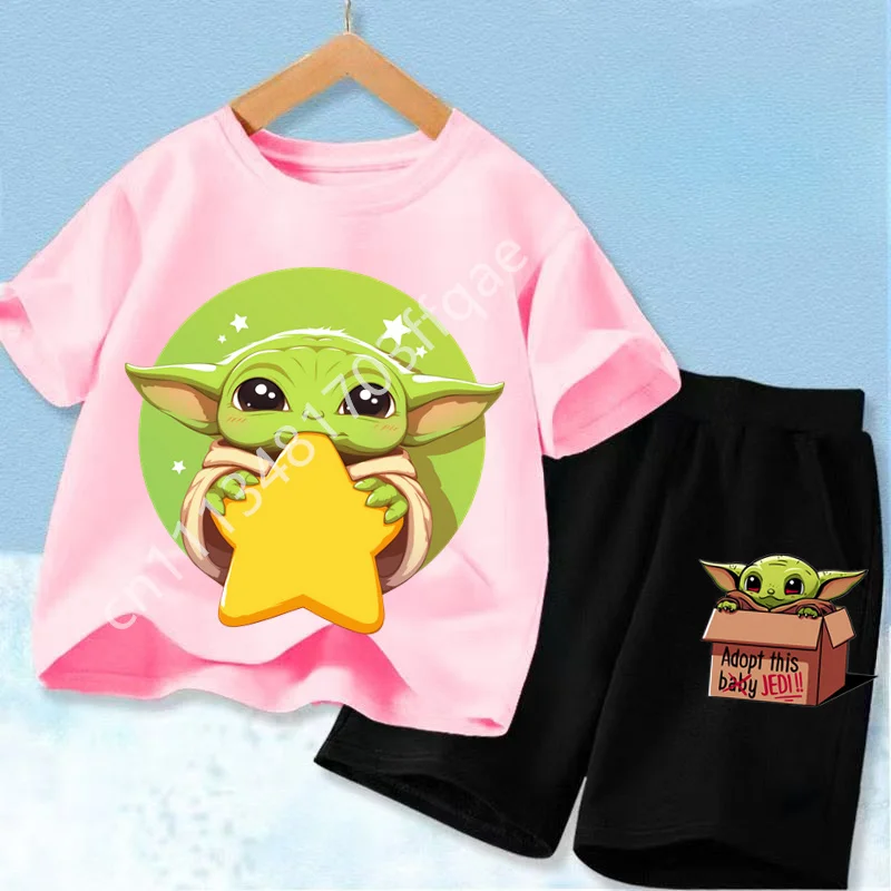 New Star Wars Yoda Baby Yoda Print Kids T Shirt Set Casual Short Sleeve Tee Boys Girls Toddler 2026 Summer Top - view 6