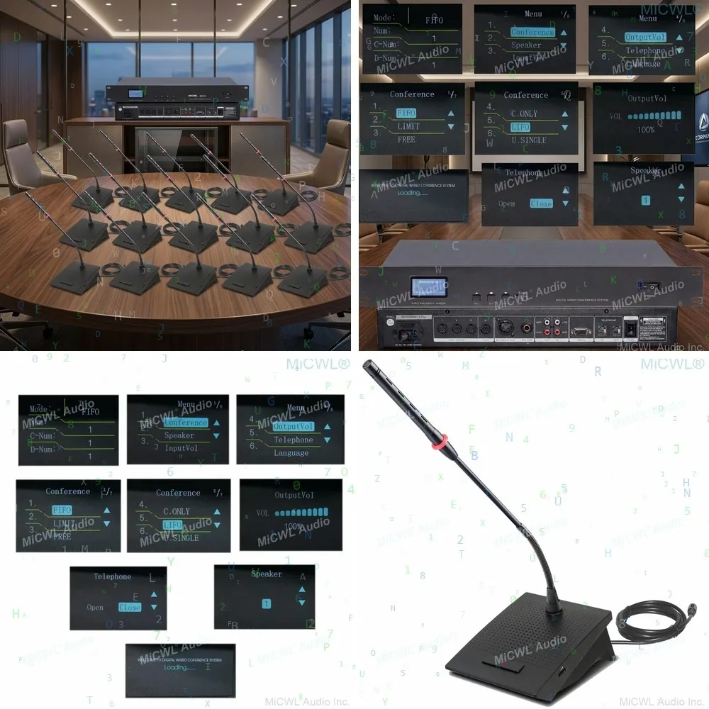 MiCWL 28 Desktop Gooseneck Mic Built-in Speaker Digital Conference Wired Microphone Telephone Host System