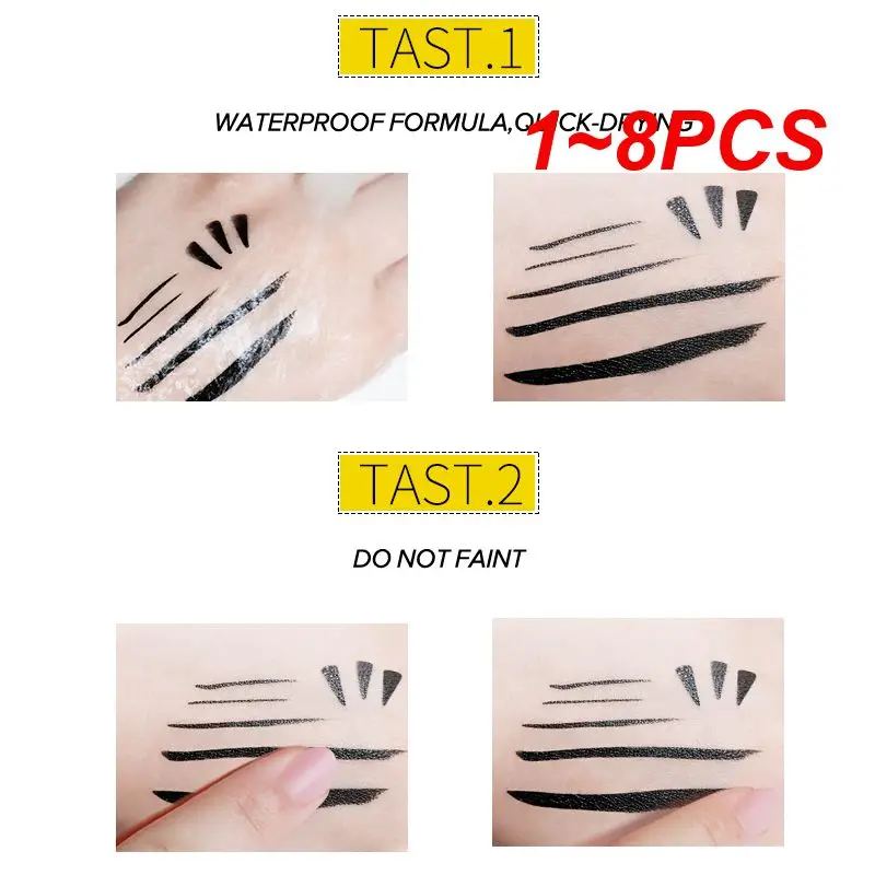 1~8PCS Eyeliner Pen Quick Waterproof Double Head Black Long Lasting Liquid Eye Makeup Pencil Cat Style Stamp Eyeliner Makeup