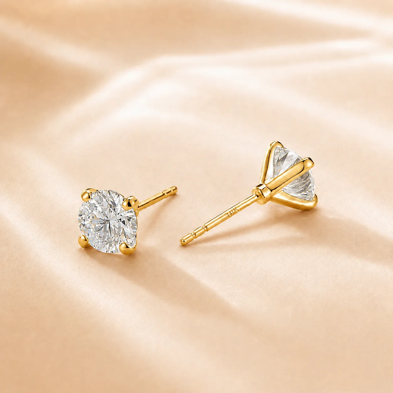 

Custom Lab Grown Diamond Ear Stud 9K 14K Gold 0.1ct To1ct VVS Clarity D Color Anniversary Engagement Fine Jewelry for Women