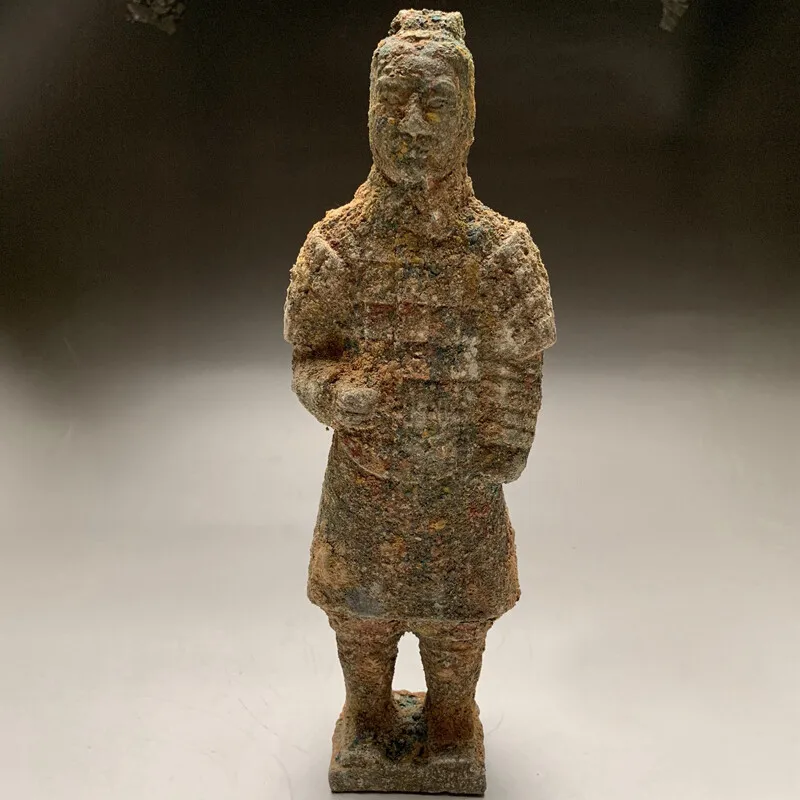 Antique OLD Statues dynasty Terracotta Warriors Soldier Bronze Patina Statue