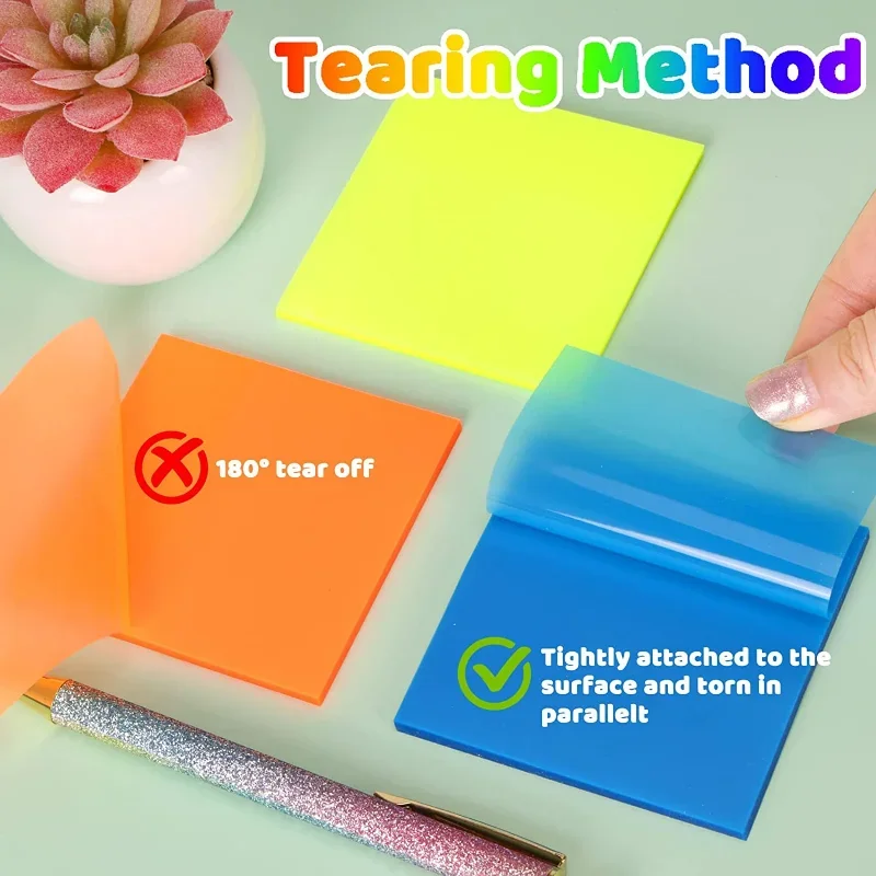 7/5/1 Pack Diaphanous Posted It Memo Pad PET Waterproof Sticky Note Pads Transparent Bookmark Marker Stickers School Stationery