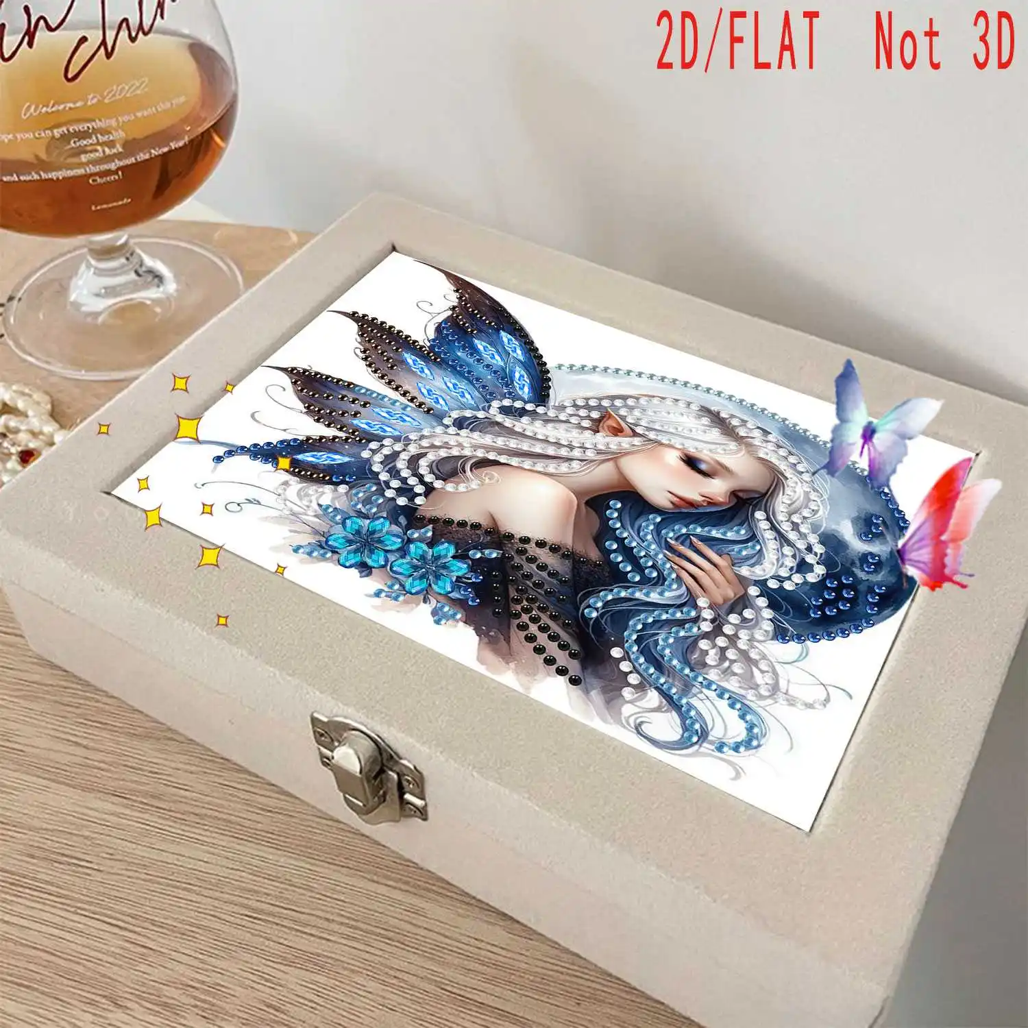 

A new DIY colored diamond painting jewelry box set for women, featuring a moon angel girl design, and a portable storage box.
