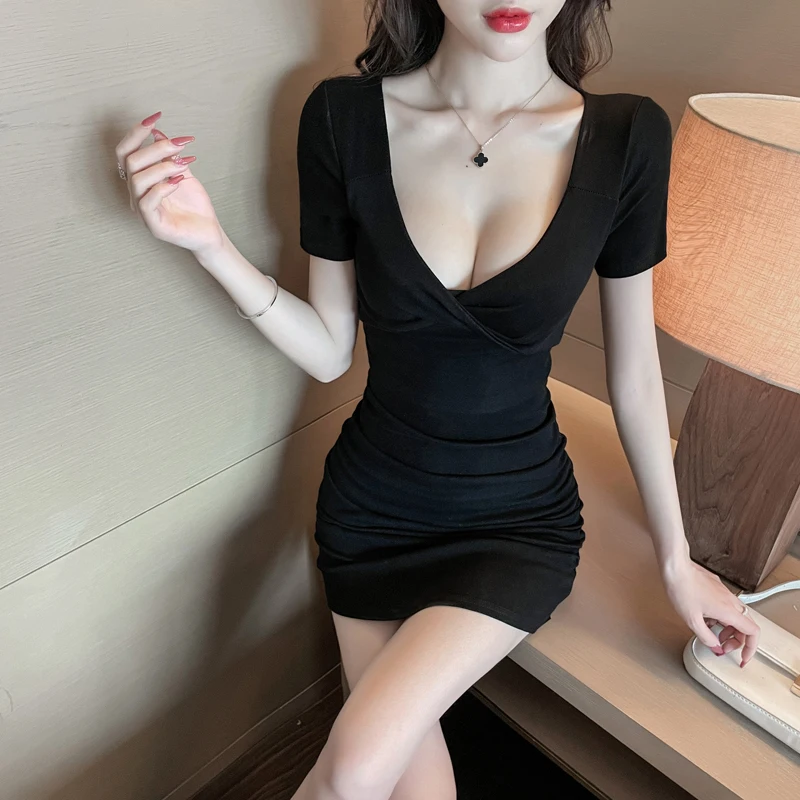 2025年夏 セクシーVネックインナーウェア ドクター風スリムウエスト オルトスベ ボディコンスカート レディース トレンド 韓国風 スレ 通勤 ドクター風