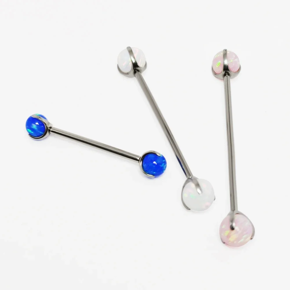 

G23 Titanium opal Barbell Balls Ring Lip nipple piercings Tongue Daith Helix 16G Straight Tragus Piercing Stud Ear Body Jewelry