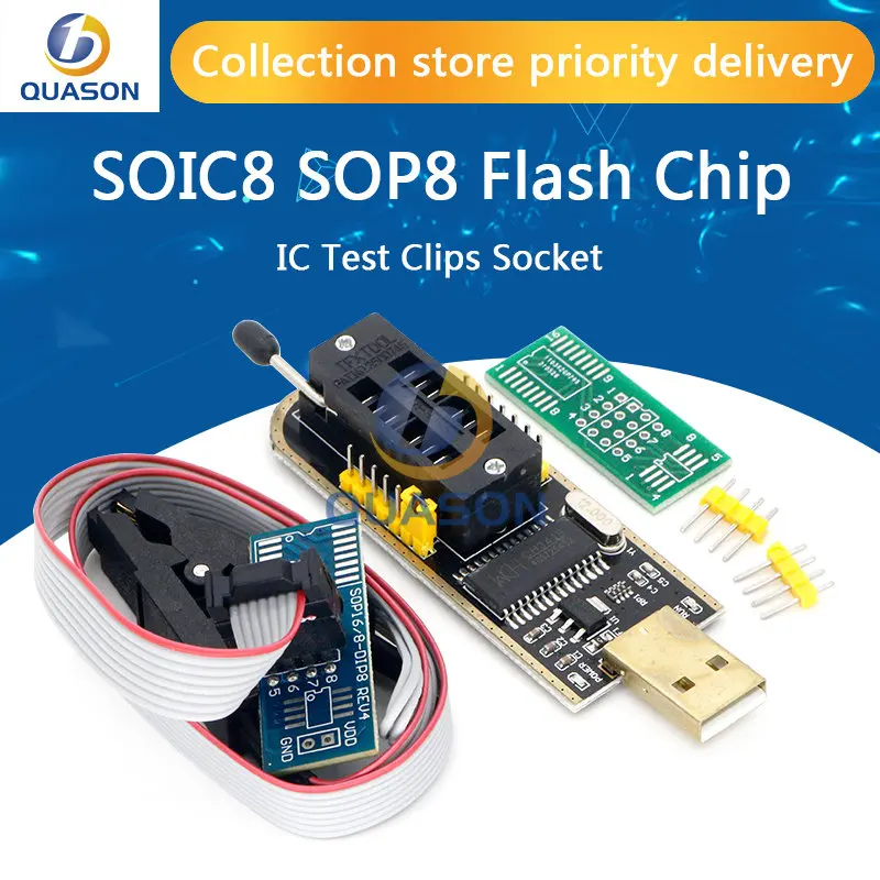 USB-программатор CH341 24 25 серия EEPROM, модуль программатора с флэш-BIOS + зажим SOIC8 SOP8 для проверки EEPROM 93CXX / 25CXX / 24CXX