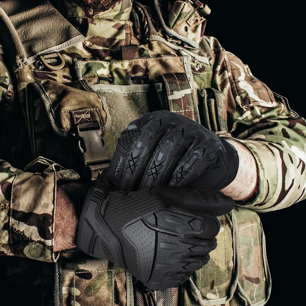 Men Tactical Gloves Touch Screen Sports Outdoor Hiking Cycling Hunting Riding Bike Rubber Protective Gear Non-slip Black Men