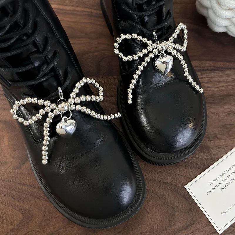 

Silver Beaded Bow Sneaker Charms Handmade Tassel Sweet for Spring Summer Girls Premium Sparkly Versatile Shoe Clips for DIY