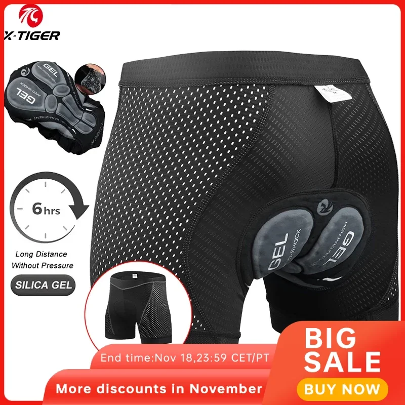 X-TIGER Pantaloncini da ciclismo Intimo da ciclismo da uomo Maglia traspirante Mutande da equitazione Gel Pad Pantaloncini da bici antiurto Intimo da bicicletta