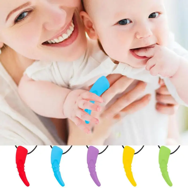 

Baby Silicone Teether Kids Chew Necklace Animal Teeth Shape Chewing Oral Motor Training Toy for Children Sensory Chewy Pendant