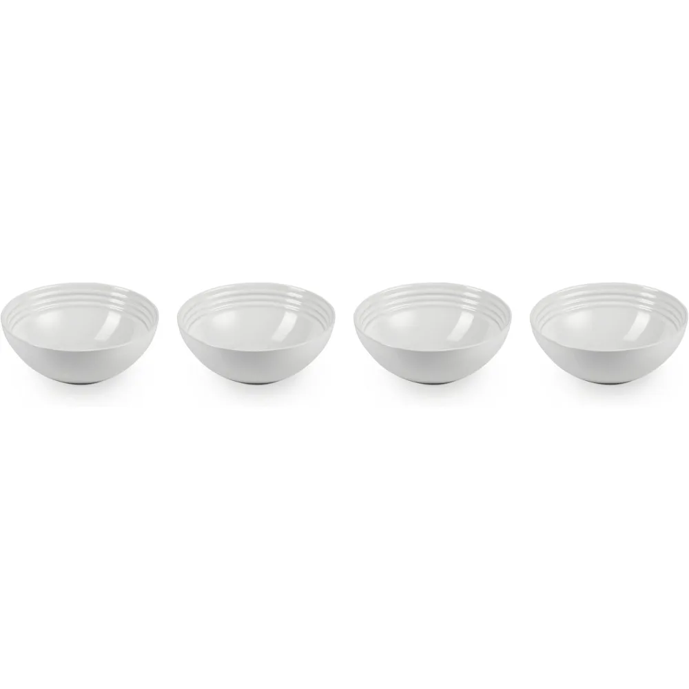 

Set of 4 White Stoneware Soup Bowls, 22 oz Each, Durable and Elegant for Everyday Use