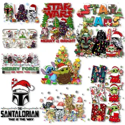 Merry Christmas Star Iron on Transfers Wars Heat Press Stickers for Clothes Thermal Transfer Prints