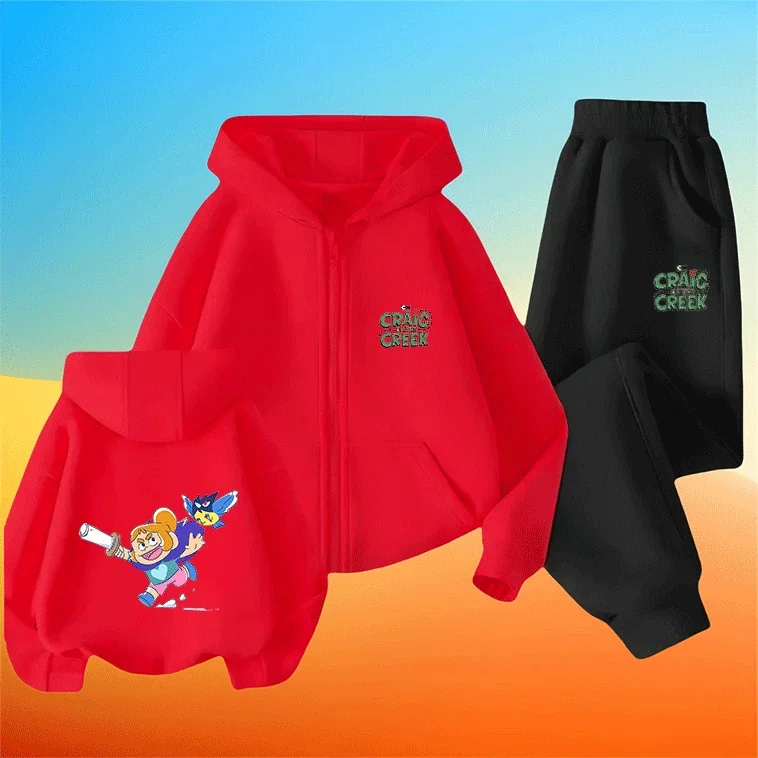 

New Style Craig Tucker Kids Boys Girls Zip Up Hoodie Set Cute Cartoon Printed Windproof Warm Autumn Winter New