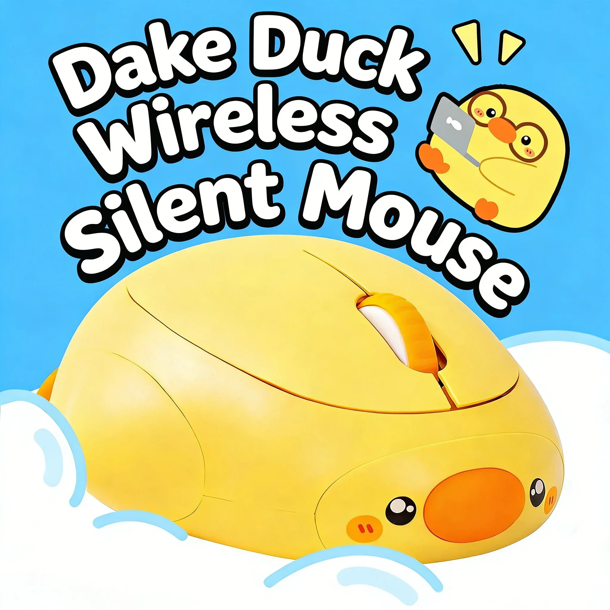 

Cute Wireless Mouse 3D Yellow Duck Shaped Silent Rechargeable 2.4G Bluetooth Dual-mode Office Mice For Laptop PC Tablet
