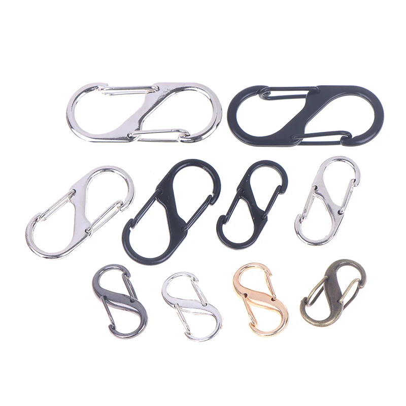 10 Buah Kait S Logam Penjepit Kunci untuk Berkemah Pengikat Ransel Aman Carabiner Gantungan Kunci Kait Cepat untuk Ransel Luar Ruangan