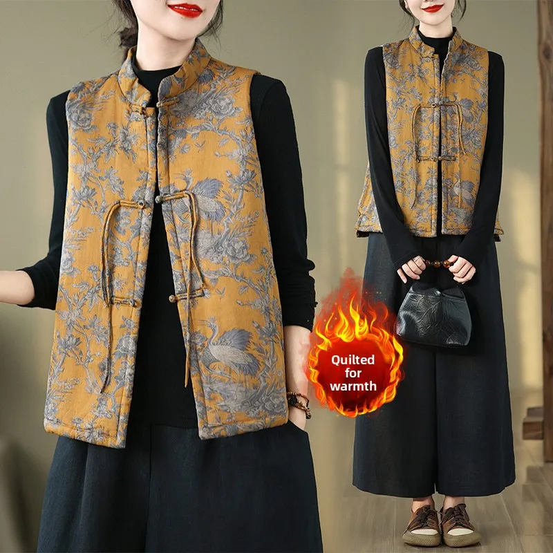 

Модный хлопковый жилет с принтом, женское зимнее теплое пальто большого размера, маленькие фигурки, подушечка для мамы, Jaet