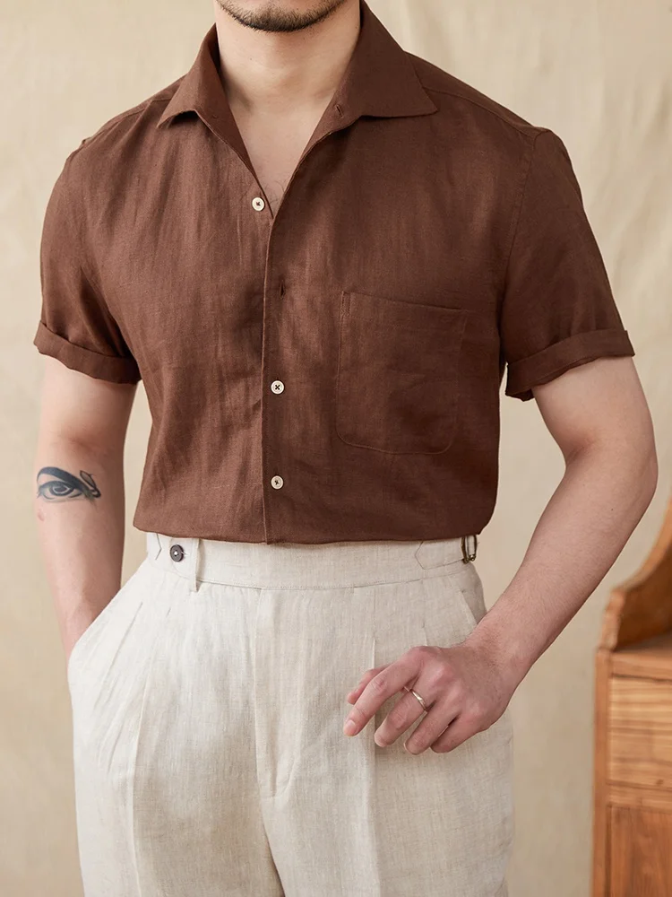 

Mr. Deer Tee Summer Linen Thin Breathable irt Casual Busin Faion Gentleman ort Sve Trendy Men's Clothing