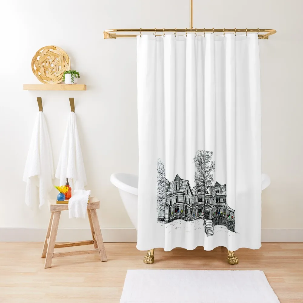 Sketches from New Hampshire (Traditional Inn) Shower Curtain Bathroom Shower Bathtub Curtain