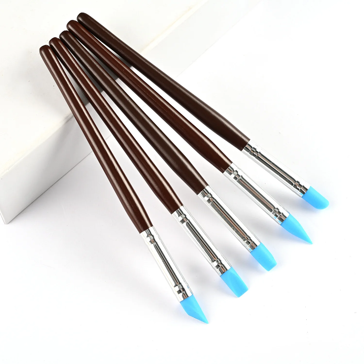 5PCS Silicone Clay Sculpting Tool and Picker Brush Modeling Dotting Nail Art Pottery Clay DIY Carving Soft Head